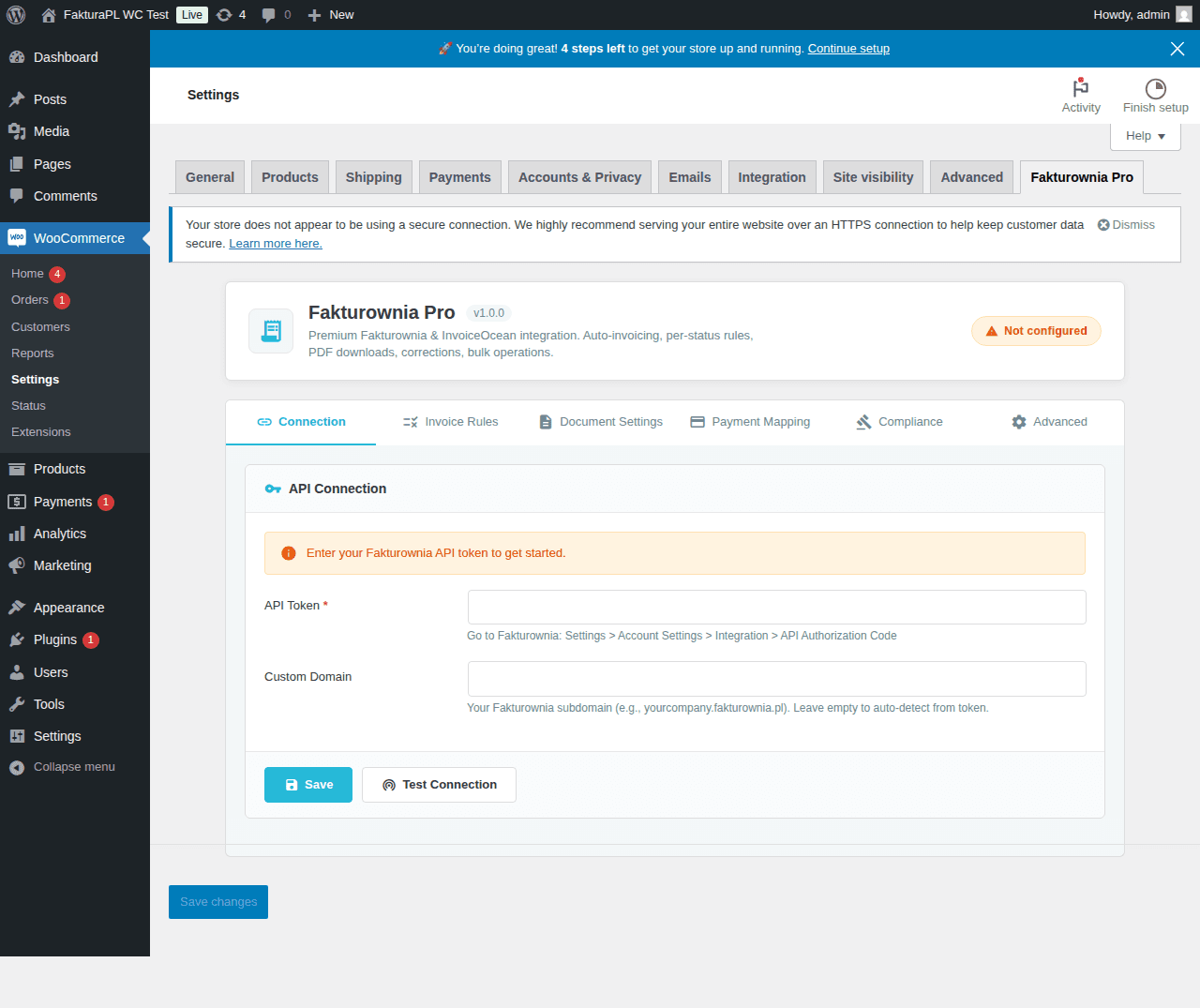fakturownia-woocommerce Settings
